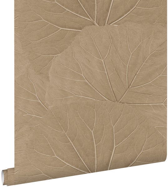 ESTAhome Tapete Blätter Sandbeige - 50 x 900 cm - 139917