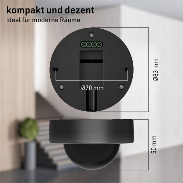 Abmessungen einer runden Überwachungskamera