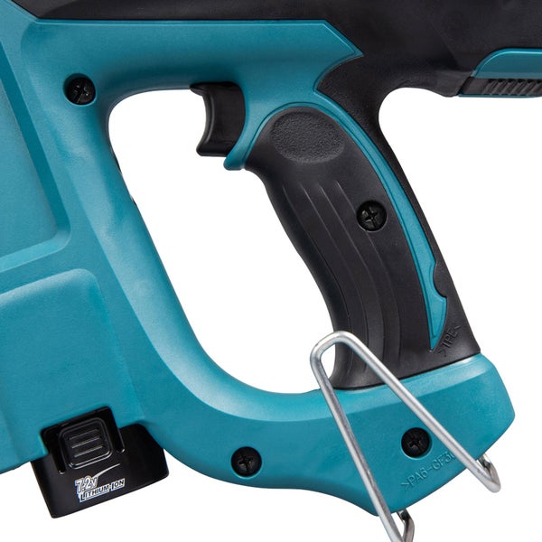 Detailansicht eines Akku-betriebenen Werkzeugs mit Griff und Akku