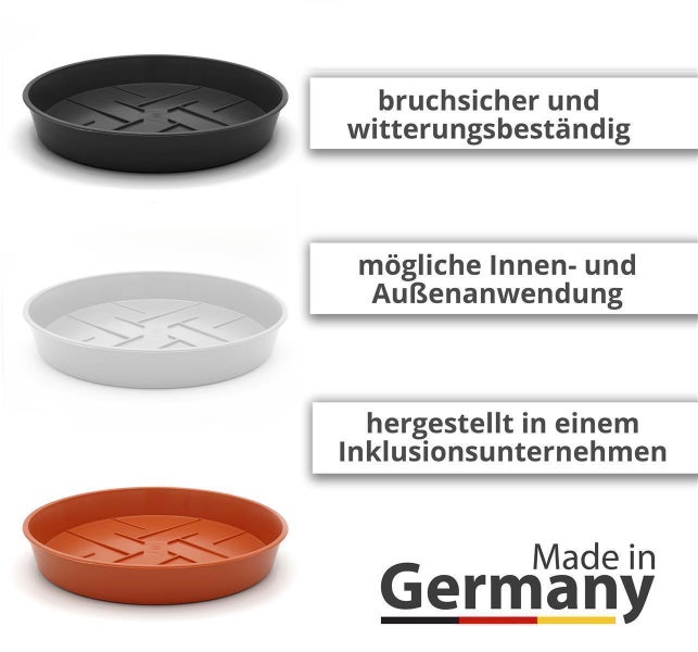 Plastard Untersetzer 10er Set Ø 40 cm Anthrazit - Blumentopf Pflanztopf Kübel