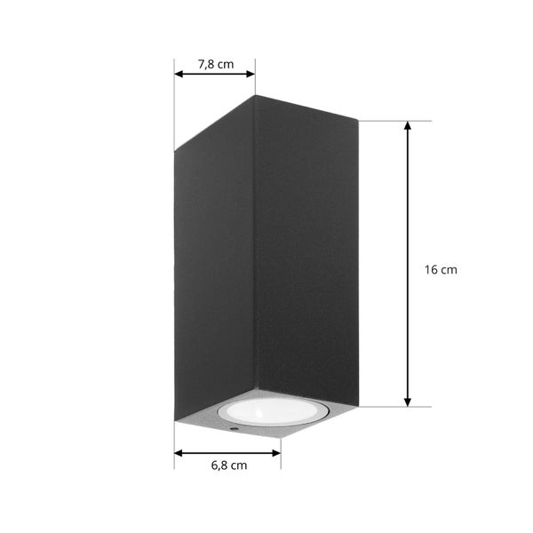 PRIOS Wandleuchte außen Tetje (Modern) in Schwarz aus Aluminium (2 flammig, GU10) - Außenwandleuchten Wandlampe Led Außenlampe Outdoor für Außenwand/Hauswand Haus Terrasse & Balkon