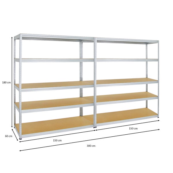 PROREGAL Mega Deal 2x Schwerlastregal Giant Elephant HxBxT 180 x 150 x 60 cm Fachlast 200 kg Verzinkt