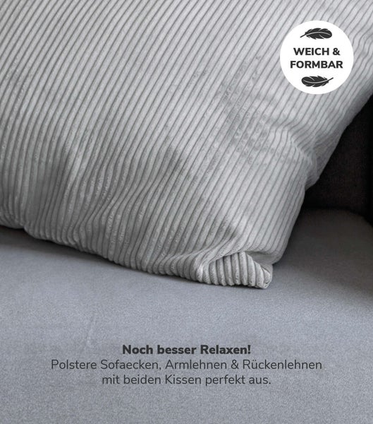 mokebo Dekokissen Set 'Die Kuschelbuddies', 2er-Set Cordkissen mit Füllung in Grau