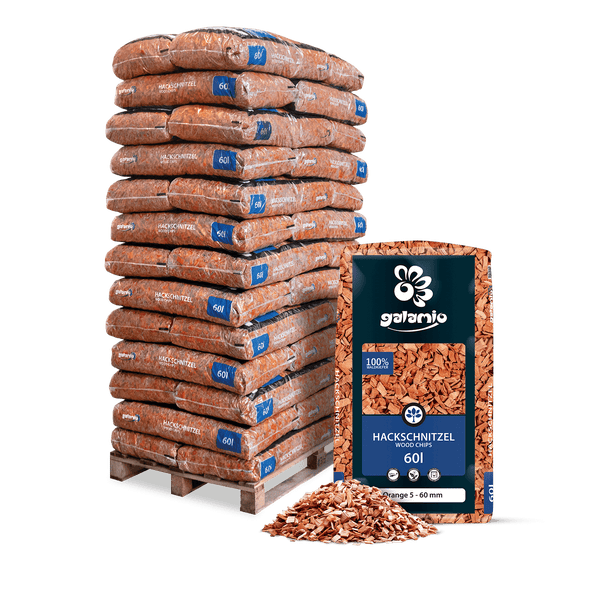 Galamio Holzhackschnitzel Orange 60l x 39 Sack 2340l Palette