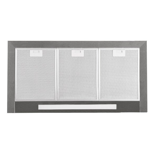 Dunstabzugshaube mit drei Metallfettfiltern und integrierter LED Beleuchtung.