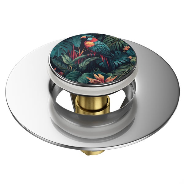 Waschbeckenstöpsel mit Papagei- und Pflanzenmotiv