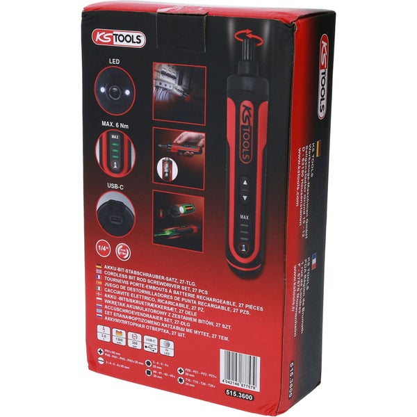 KS Tools Akku Bit Stabschrauber Satz mit 27 Teilen in Produktverpackung