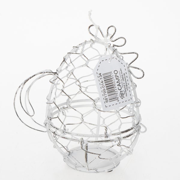 Dekoratives Hühnernest aus Draht mit Etikett