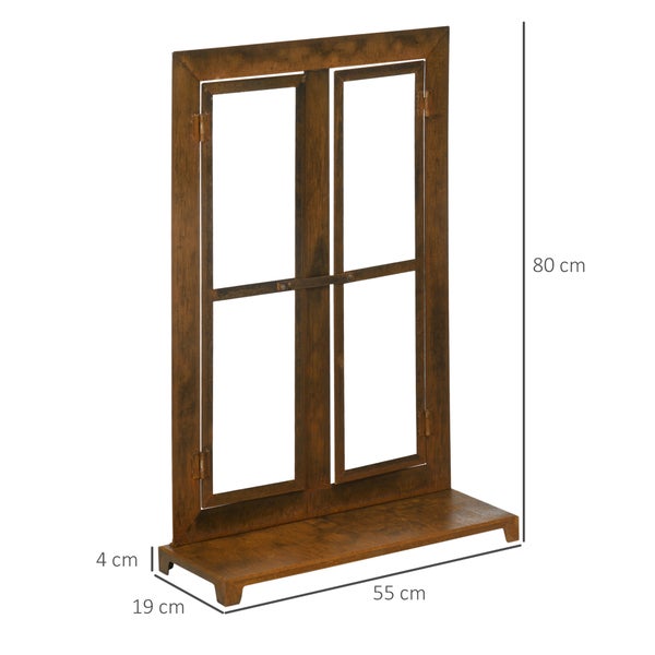 Outsunny Eisenfenster, 55cm x 19cm x 80cm, Eisen, Rustikal-Braun