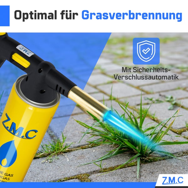 Z.M.C Gasbrenner 1,5 kW, Flambierbrenner bis zu 1350°C, Bunsenbrenner Lötbrenner, Creme Brulee Brenner, Küchenbrenner mit einstellbare Flamme, Brenneraufsatz