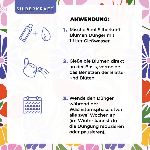 SILBERKRAFT Blumendünger – Mineralischer Flüssigdünger NPK – 1 Liter