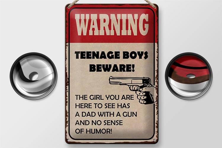Blechschild Spruch 20x30cm warning teenage boys beware
