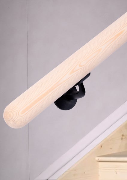 HANDYSTAIRS Handlauf aus Holz – runder Handlauf Ø 38 mm – massive Kiefer – 150 cm – runde Enden