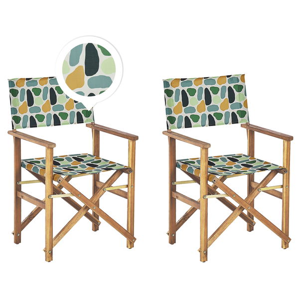 Gartenstuhl 2er Set CINE Akazienholz Bunt