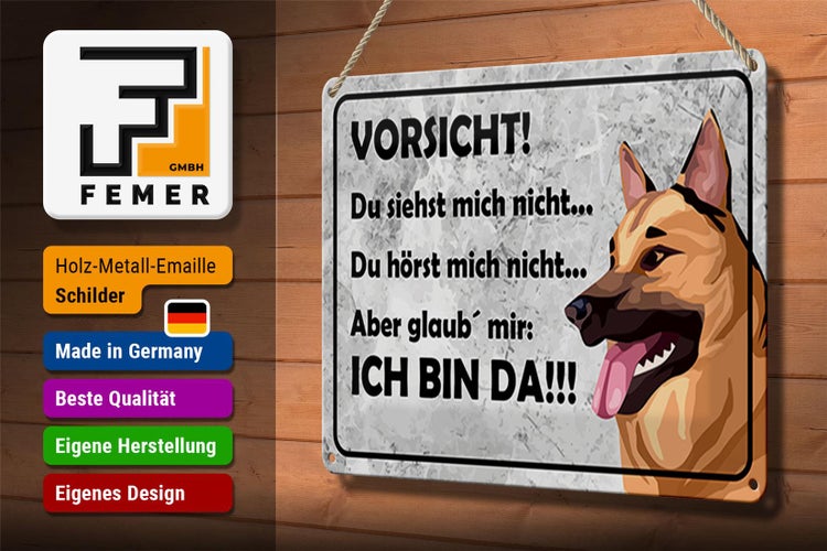 Blechschild Spruch 30x20cm Vorsicht Hund Du siehst mich nicht