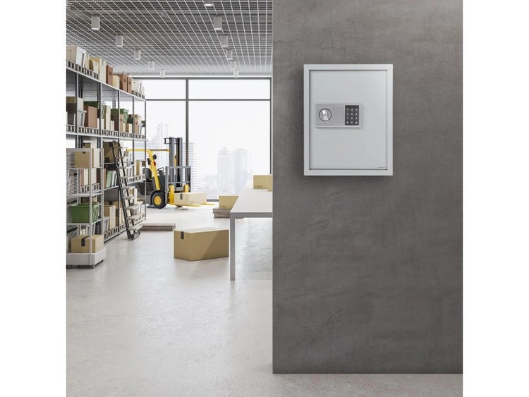 FLOORDIREKT Schlüsseltresor mit Elektronikschloss - Schlüsselkasten - Weiß - 30 x 10 x 36 cm