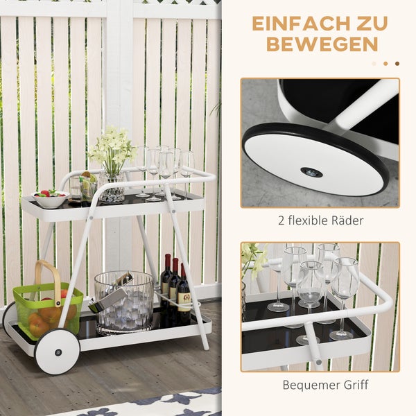Outsunny Servierwagen, 86,5L x 51B x 78H cm, Stahl, Gehärtetes Glas, mehrfarbig