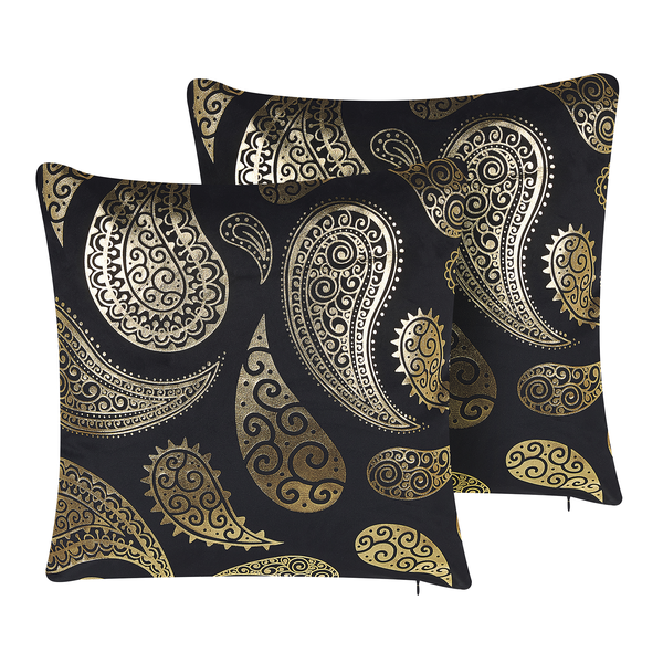 Dekokissen 2er Set URSINIA Samtstoff 45 x 45 cm Gold Orientalisches Muster