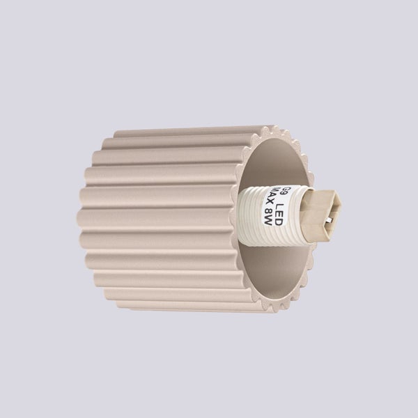 Zylindrischer Lampenschirm mit geriffelter Oberfläche und G9 LED Fassung für maximal 8 Watt.