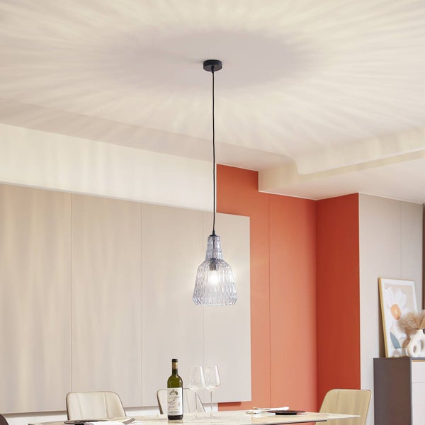 Lindby Pendelleuchte Belarion (Retro, Vintage Antik) in Alu aus Glas (1 flammig E27) - Hängelampe Esstischlampe Hängeleuchte Wohnzimmerleuchte