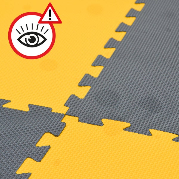 1m² Bodenschutz Fitnessmatte - 4 Sportmatten 50x50x2cm Optische Mängel Gelb Grau