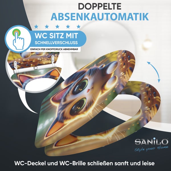 Sanilo WC Sitz mit Katzenmotiv, Absenkautomatik und Schnellverschluss