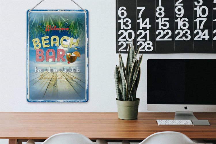 Blechschild Spruch 20x30cm Welcome Beach Bar Beer Juice