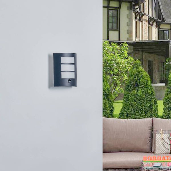 Lindby Wandleuchte außen Vimal mit Bewegungsmelder (spritzwassergeschützt (Modern) in Schwarz aus Aluminium (1 flammig, E27) - Wandlampe für Außenwand/Hauswand Haus Terrasse und Balkon
