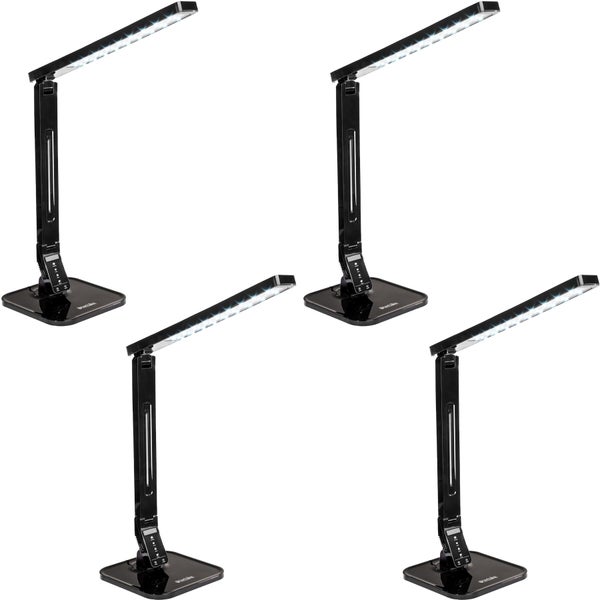 tectake  Schreibtischlampe, LED, dimmbar, klappbar, 14W inklusive USB-Anschluss schwarz