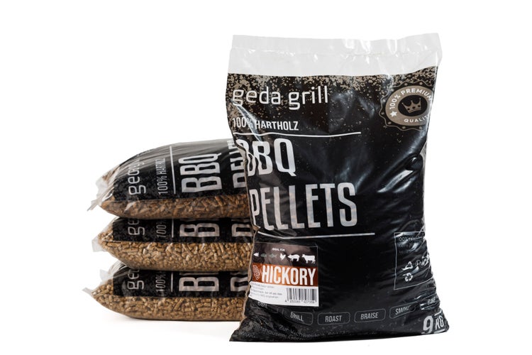 GEDA Grill Hartholz Pellets Hickory, Grillpellets für Pelletsmoker, Pizzaofen, Grill und Räucherofen