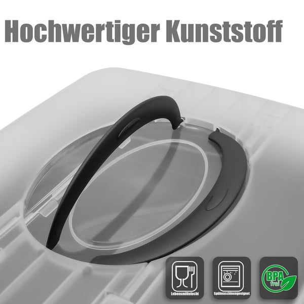 Kunststoffdeckel mit Tragegriffen. Lebensmittelecht, spülmaschinengeeignet und BPA-frei.