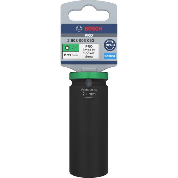 Bosch Pro Steckschlüssel, 21 mm, Chrom-Molybdän BV2, mit Maßangaben