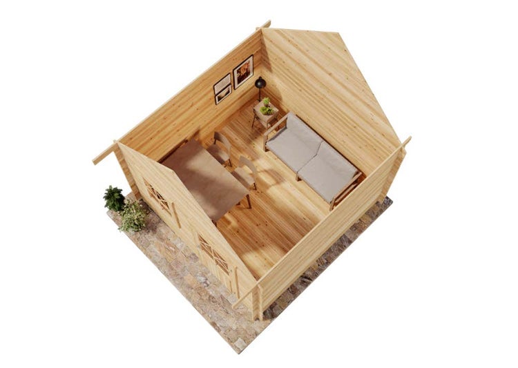 Alpholz Schwedenhaus-28 Gartenhaus aus Holz Holzhaus mit 28 mm Wandstärke, Blockbohlenhaus mit Montagematerial imprägniert 3,3x3,3m