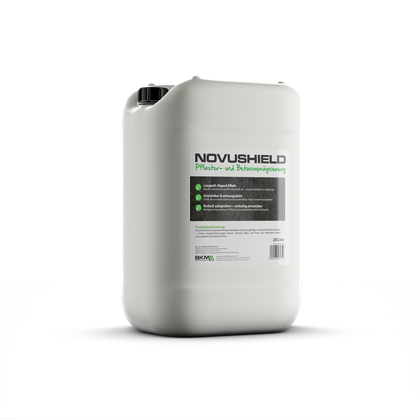NOVUSHIELD Pflaster- und Betonimprägnierung im 25 Liter Kunststoffkanister von BKM Mannesmann.