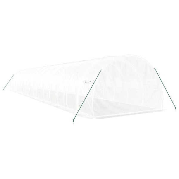 Gewächshaus mit Stahlrahmen Weiß 48 m² 16x3x2 m