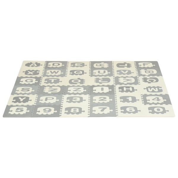 HOMCOM Kinder Puzzlematte, Spielmatte mit rutschfest, 182,5cm x 182,5cm x 1cm, EVA, Hellgrau