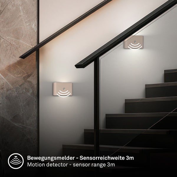 LED Wandleuchte Wandlampe ohne Stromanschluss Bewegungsmelder Akku ohne Bohren