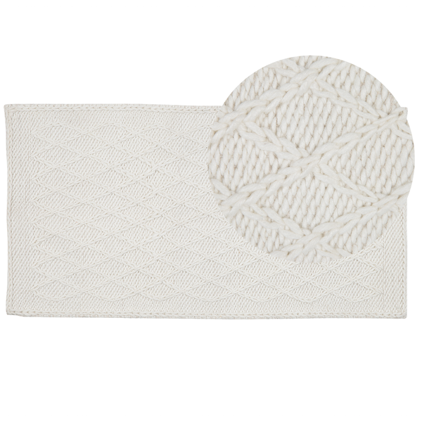Teppich ERZIN Cremeweiß 80 x 150 cm Wolle