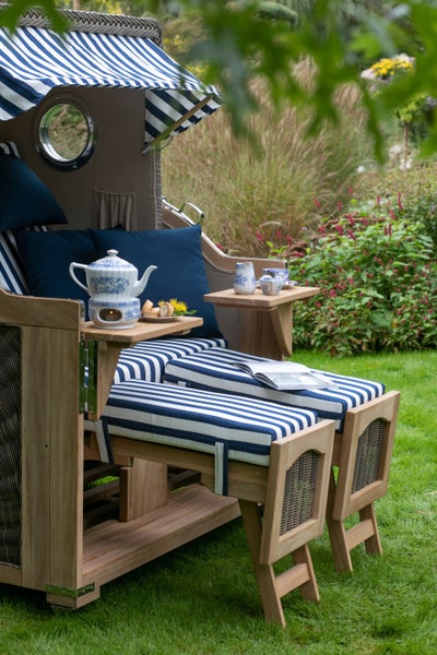 Strandkorb Rantum Grande Teak PE grey Dessin 518