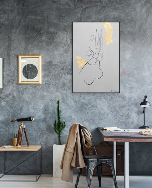 Handgemaltes Gemälde Acrylfarbe 60x90cm Grau
