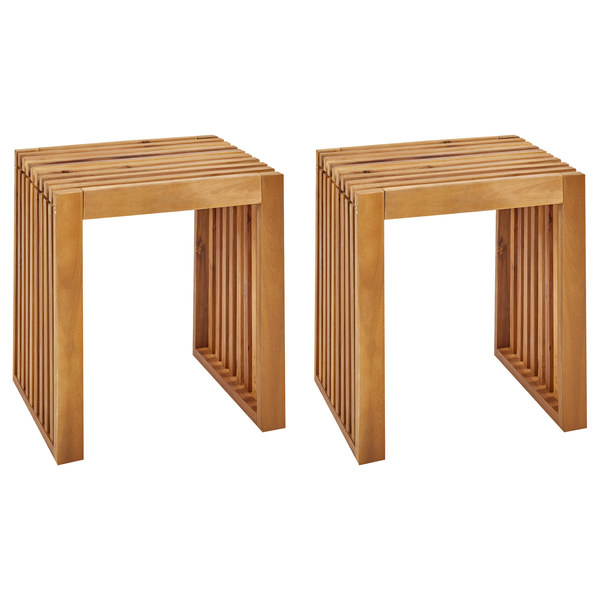 Gartenhocker 3er Set BELLANO Akazienholz Braun
