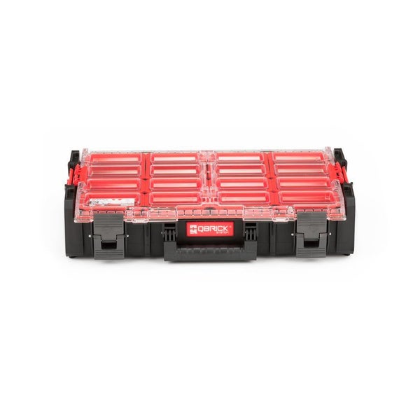 PROREGAL QBRICK Sortimentskasten One XL HxBxT 39 x 58 x 13 cm 12 Fächer 13,5 Liter Mit Deckgriff Mit Klemmverschlüsse Schwarz