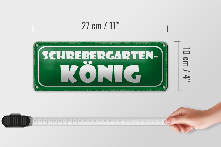 Blechschild Spruch 27x10cm Schrebergarten König Grill Dekoration