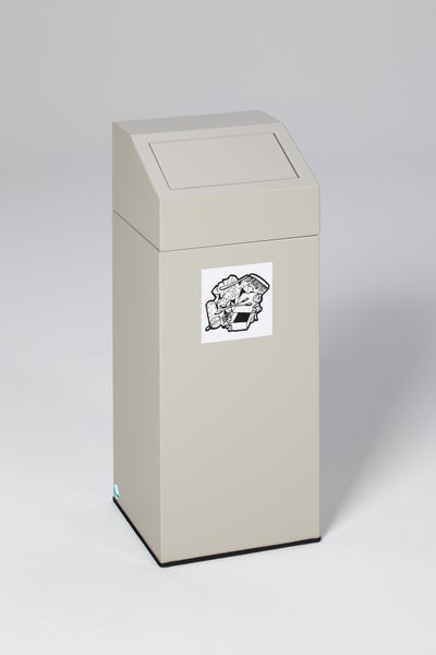 PROREGAL Selbstlöschender Wertstoffsammler Restmüll 47 Liter HxBxT 79 x 32 x 32 cm Verzinkter Stahl Grau
