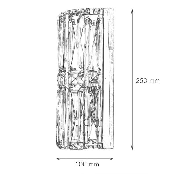 Produktzeichnung eines Mauerabdeckprofils mit den Maßen 250 mm Höhe und 100 mm Breite