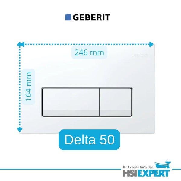 Geberit Delta 50 Betätigungsplatte mit den Massen 246 mm und 164 mm