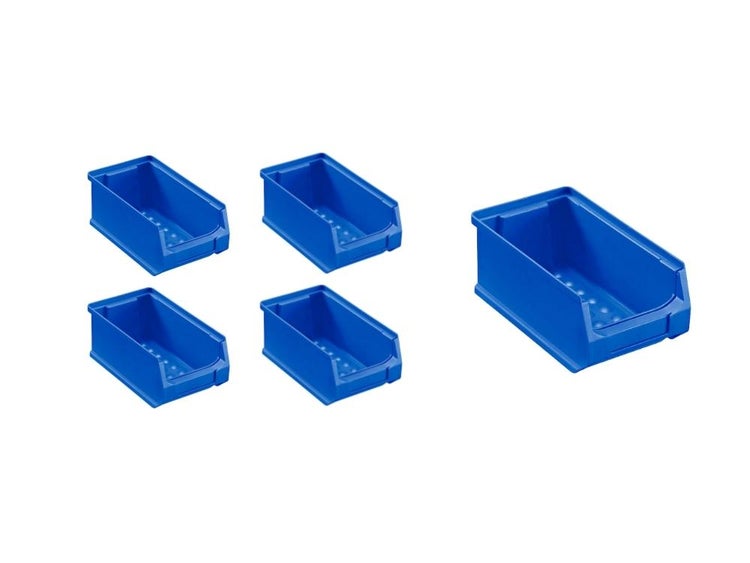 PROREGAL SparSet 5x Blaue Sichtlagerbox 2.0 HxBxT 7,5 x 10 x 17,5 cm 0,8 Liter Sichtlagerbehälter