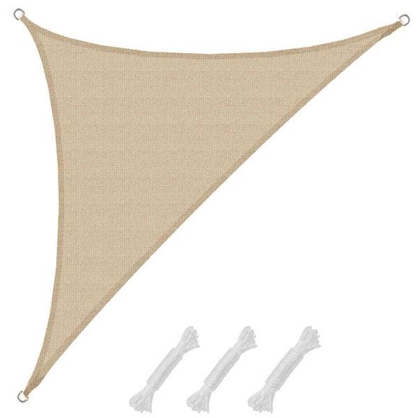AMANKA UV Sonnensegel 3,6x3,6x5,1 HDPE Dreieck Rechtwinklig Sonnenschutz Plane Balkon Garten Beige