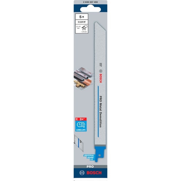 Bosch PRO Metal Demolition S1125VF Blatt 1,25 x 19 x 225 mm 5-tlg. - 2608657408
