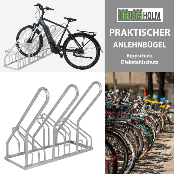 Fahrradständer für 6 Fahrräder 210x40x85 cm Stahl feuerverzinkt 2x3 höhenversetzt mit Anlehnbügel